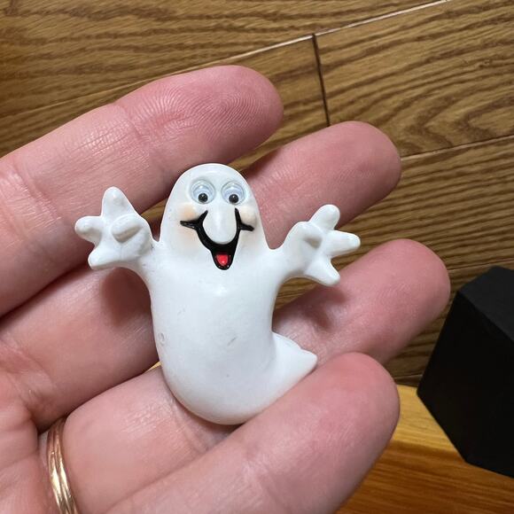 Vtg Halloween Brooch Lapel Pin Lot 3 Hallmark Ghost Silver Tone Bat JackOLantern - Picture 9 of 11